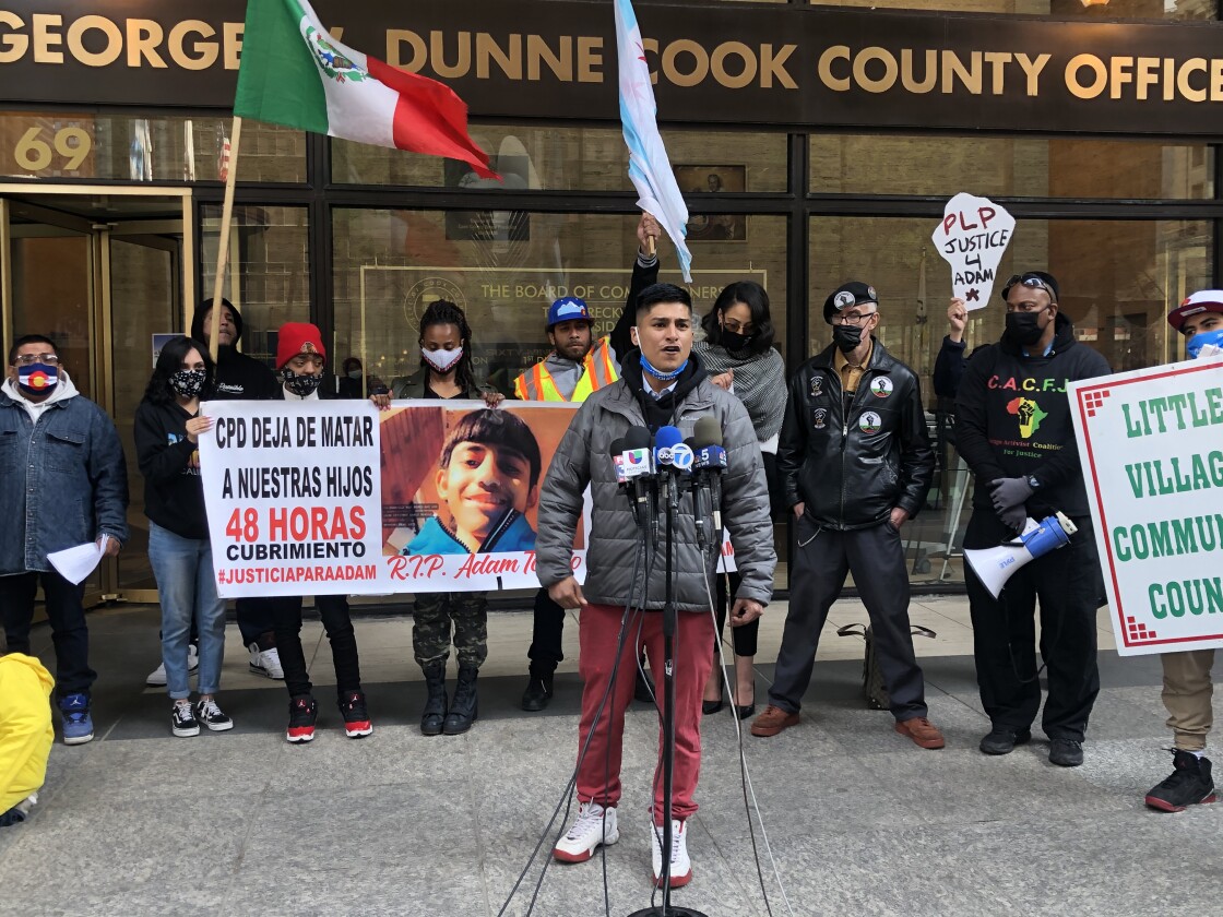 Kristian Armendariz, a member of the Little Village Community Council, said the community is demanding respect and deserves justice in the case of Adam Toledo.